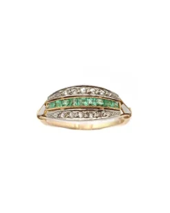 Outlet Pamono Emerald and Diamond Line Ring