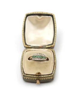 Outlet Pamono Emerald and Diamond Line Ring