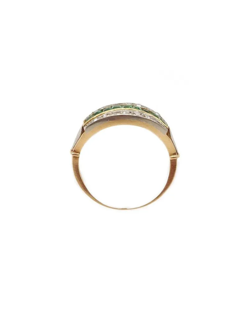 Outlet Pamono Emerald and Diamond Line Ring