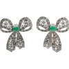 Pamono Emeralds, Diamonds and White Gold Bow Earrings, Set of 2