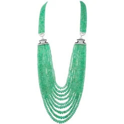Pamono Emeralds, Onyx, Diamonds and White Gold Necklace> Necklaces