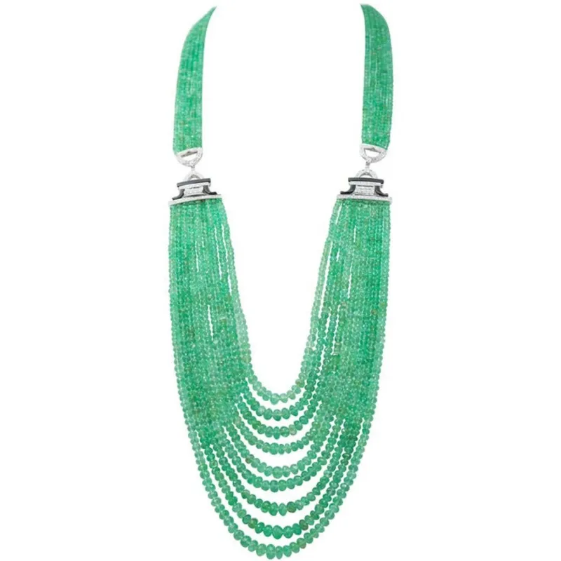 Pamono Emeralds, Onyx, Diamonds and White Gold Necklace> Necklaces