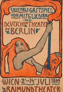 Pamono Emil Orlik, Performance by Members of the Deutsches Theater Zu Berlin, 1899, Lithograph> Art Nouveau