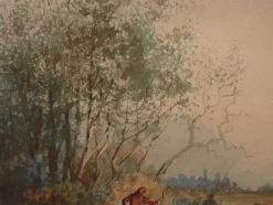 Sale Pamono Emile Henry, Rustic Scene, 1903, Original Watercolor