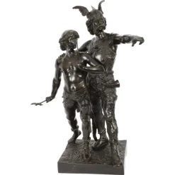 Pamono Emile Laporte, Vercingetorix with His Son, 19th Century, Bronze