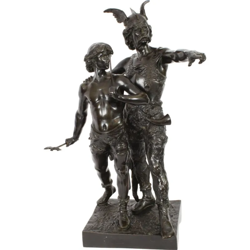 Pamono Emile Laporte, Vercingetorix with His Son, 19th Century, Bronze