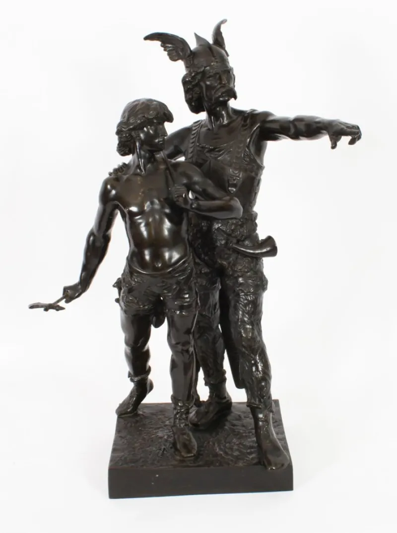 Pamono Emile Laporte, Vercingetorix with His Son, 19th Century, Bronze