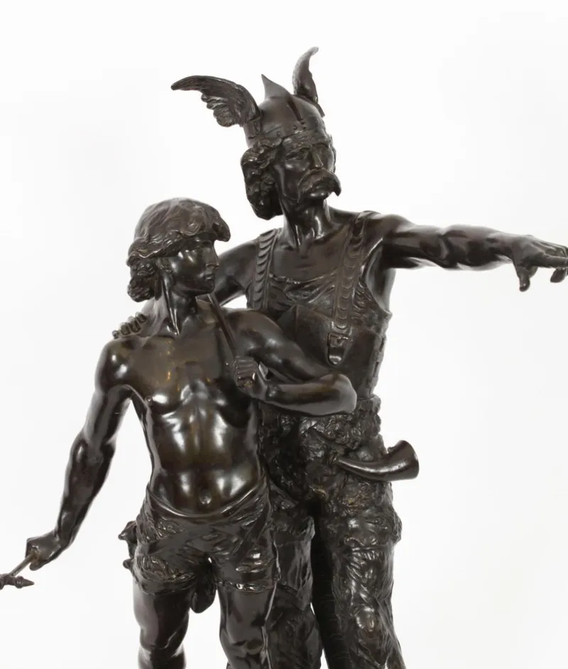 Pamono Emile Laporte, Vercingetorix with His Son, 19th Century, Bronze