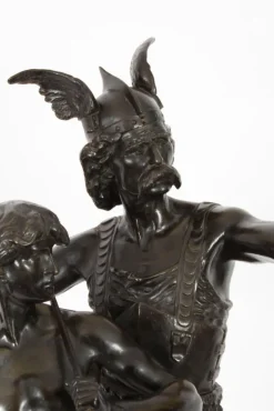 Pamono Emile Laporte, Vercingetorix with His Son, 19th Century, Bronze