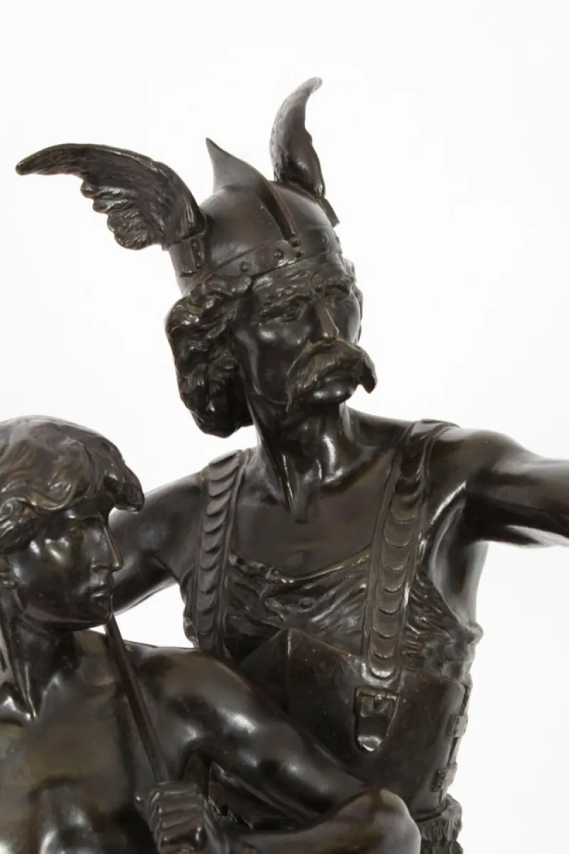 Pamono Emile Laporte, Vercingetorix with His Son, 19th Century, Bronze