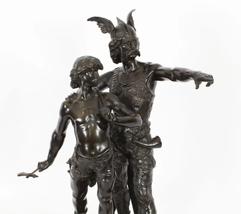 Pamono Emile Laporte, Vercingetorix with His Son, 19th Century, Bronze