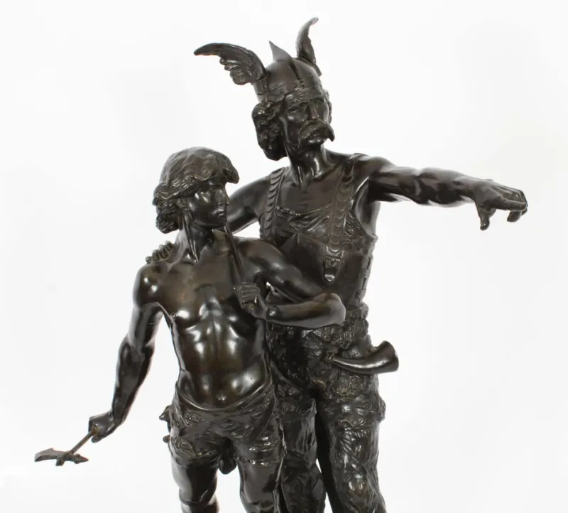 Pamono Emile Laporte, Vercingetorix with His Son, 19th Century, Bronze