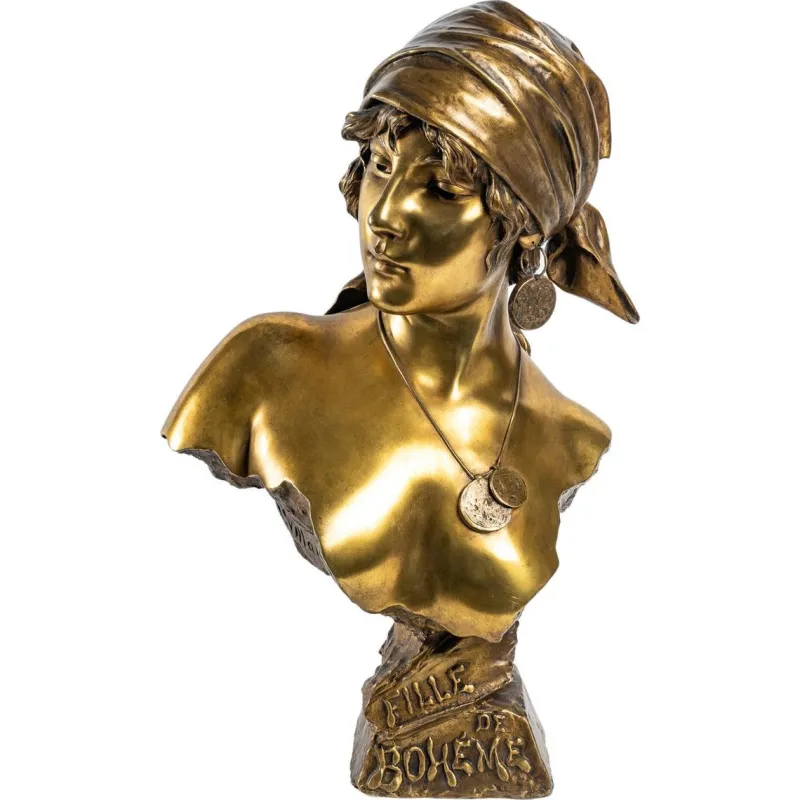 Pamono Emmanuel Villanis, Bust of a Woman, Bronze