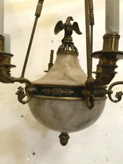 Outlet Pamono Empire Chandelier in Bronze and Alabaster, 1800s