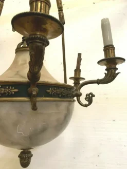 Outlet Pamono Empire Chandelier in Bronze and Alabaster, 1800s