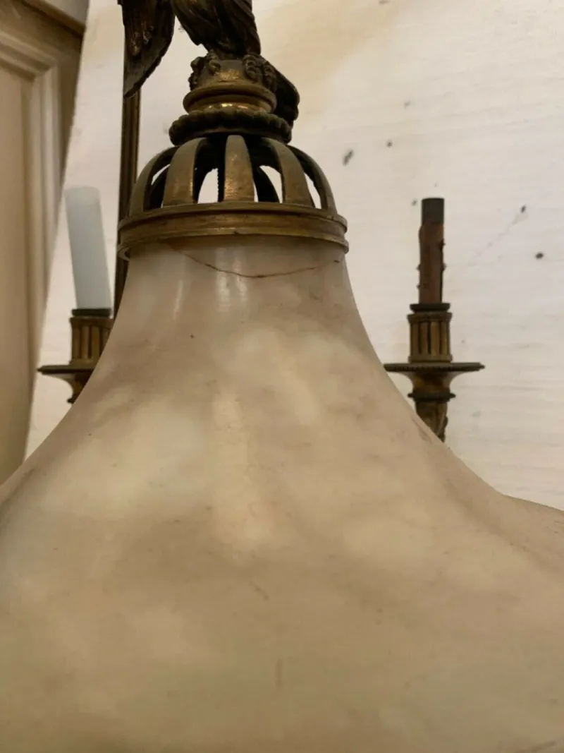 Outlet Pamono Empire Chandelier in Bronze and Alabaster, 1800s