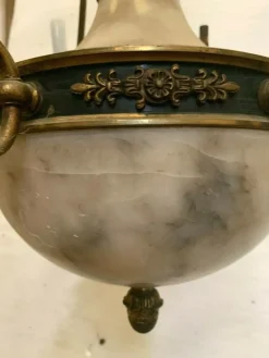 Outlet Pamono Empire Chandelier in Bronze and Alabaster, 1800s