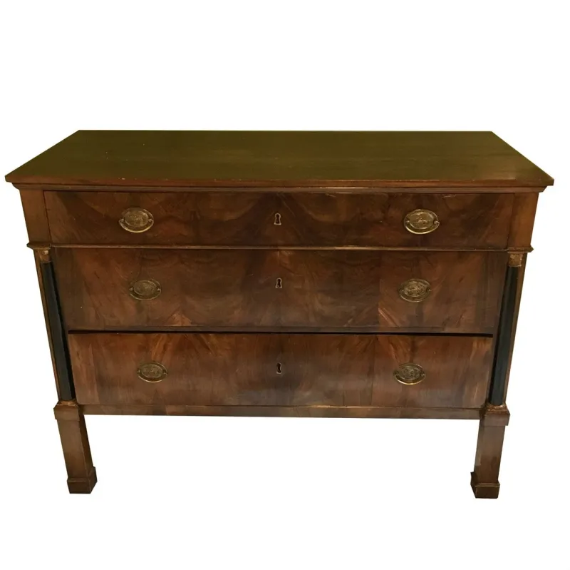 Pamono Empire Chest of Drawers in Walnut with Bronze Details, 18th Century> Dressers, Commodes & Chests