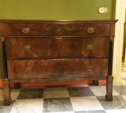 Pamono Empire Chest of Drawers in Walnut with Bronze Details, 18th Century><noscript><img width=