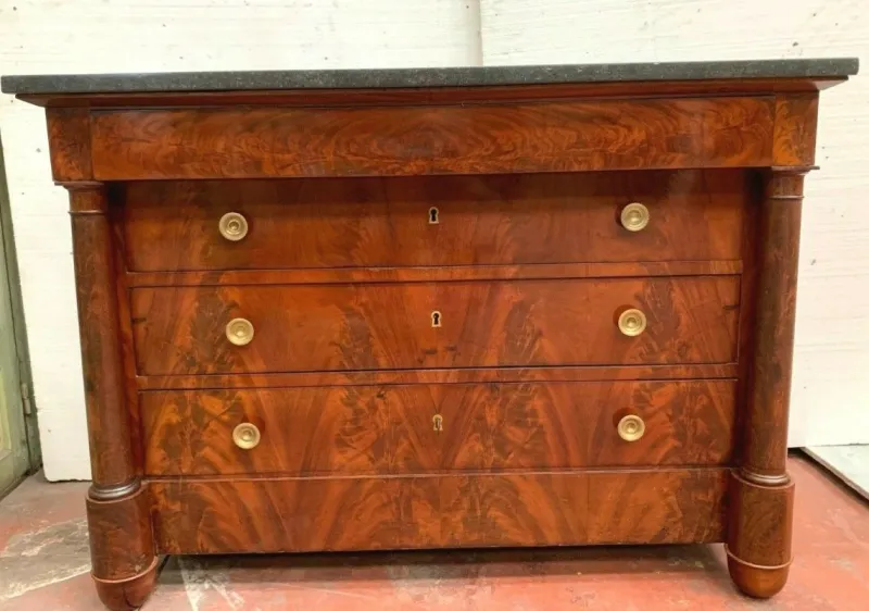 Pamono Empire Chest of Drawers with Detached Columns, 1800s> Dressers, Commodes & Chests