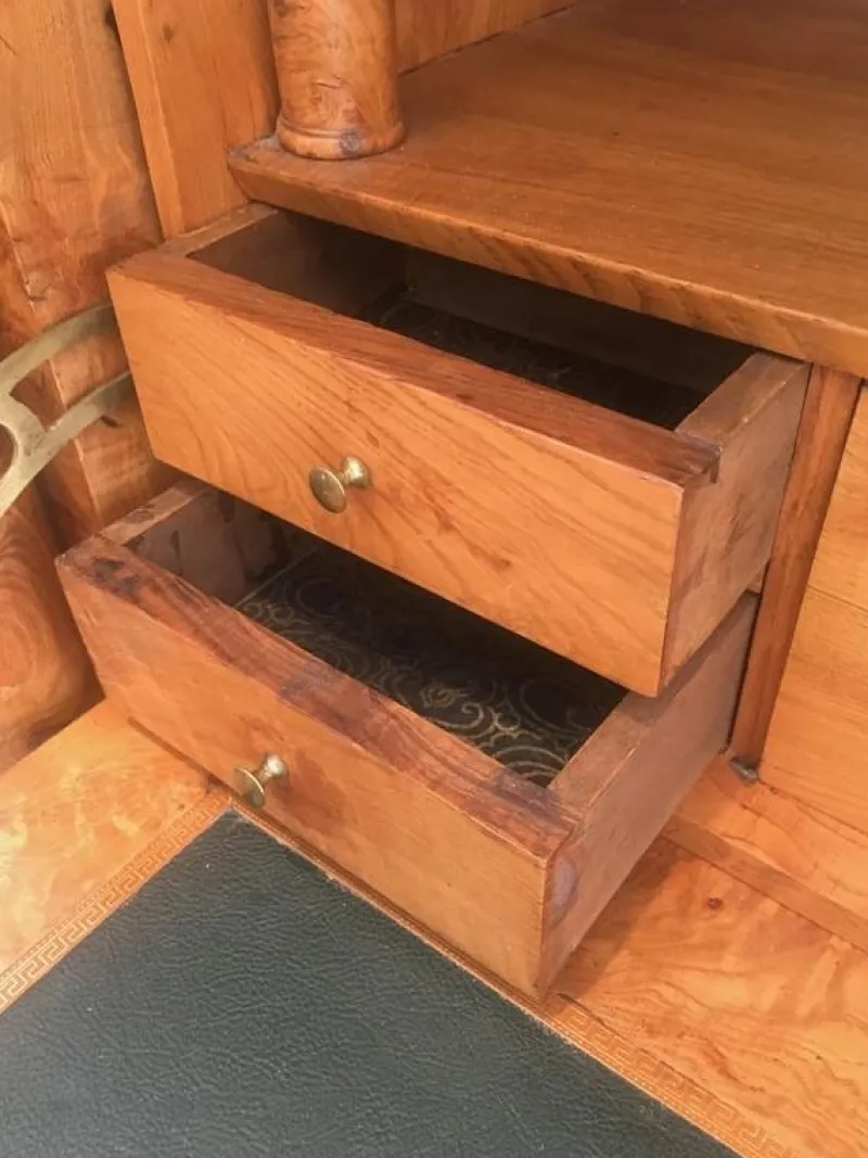 Outlet Pamono Empire Clapper Secretaire in Burr Walnut with Detached Columns and Secret Drawer, France, 1850s