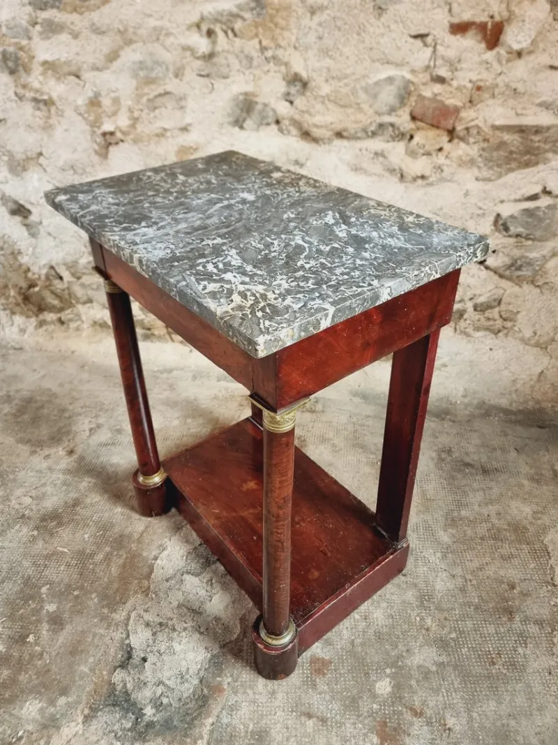 Pamono Empire Console Table in Mahogany Veneer with Marble Top, 1830s> Console Tables
