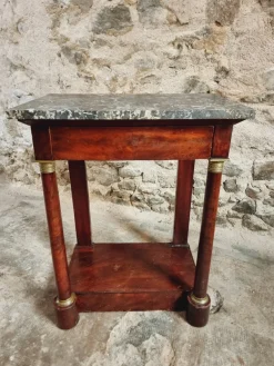 Pamono Empire Console Table in Mahogany Veneer with Marble Top, 1830s><noscript><img width=