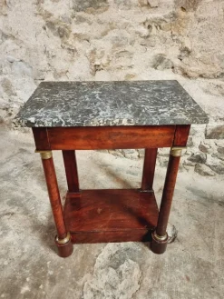Pamono Empire Console Table in Mahogany Veneer with Marble Top, 1830s><noscript><img width=