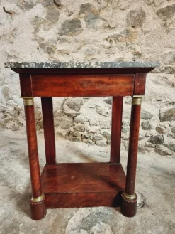 Pamono Empire Console Table in Mahogany Veneer with Marble Top, 1830s><noscript><img width=