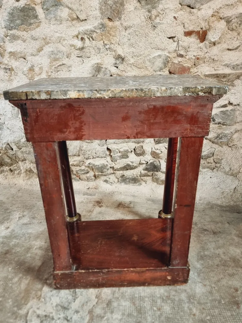 Pamono Empire Console Table in Mahogany Veneer with Marble Top, 1830s> Console Tables