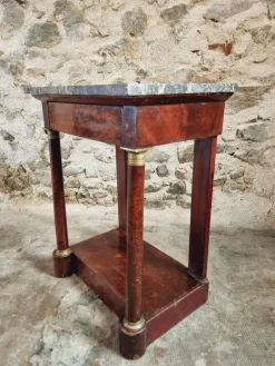 Pamono Empire Console Table in Mahogany Veneer with Marble Top, 1830s><noscript><img width=