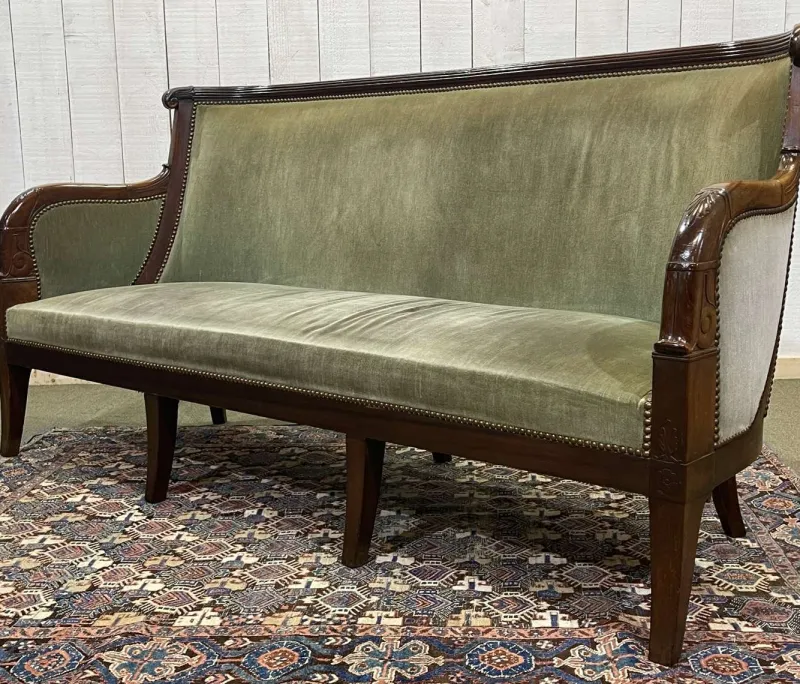 New Pamono Empire Mahogany Bench, 19th Century