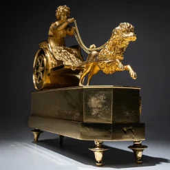 New Pamono Empire Mantel Clock with Putto in Chariot by Thiery À Paris