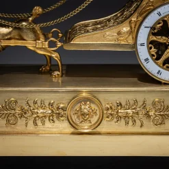New Pamono Empire Mantel Clock with Putto in Chariot by Thiery À Paris