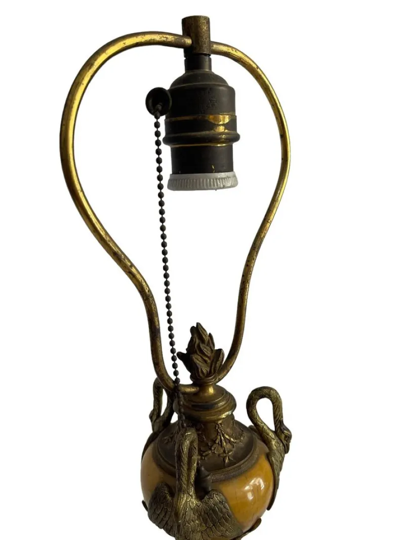 Online Pamono Empire Style Bronze and Onyx Table Lamp, Early 20th Century
