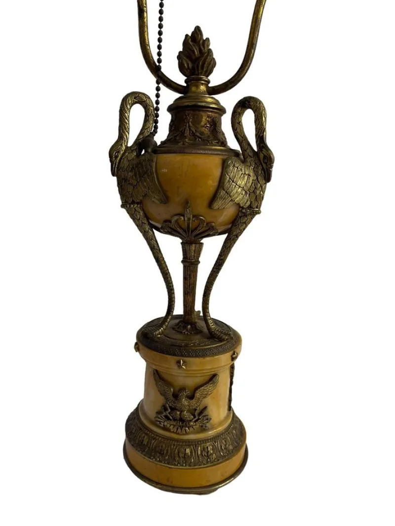 Online Pamono Empire Style Bronze and Onyx Table Lamp, Early 20th Century