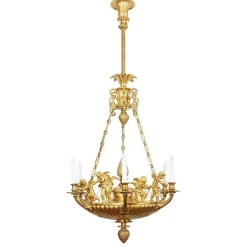 Outlet Pamono Empire Style Chandelier in Gilded Bronze with Cherubs, 1950s