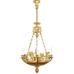 Outlet Pamono Empire Style Chandelier in Gilded Bronze with Cherubs, 1950s