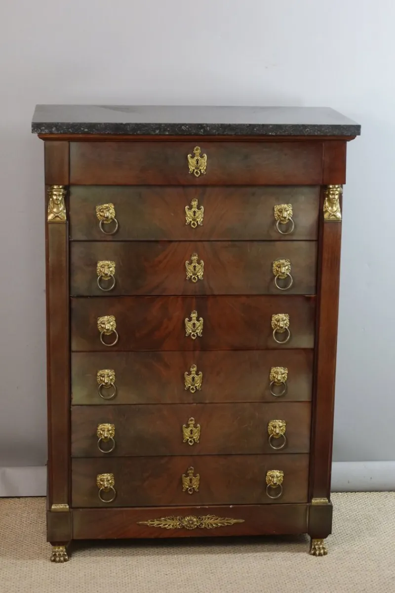 Clearance Pamono Empire Style Mahogany Chest of Drawers, 1980s