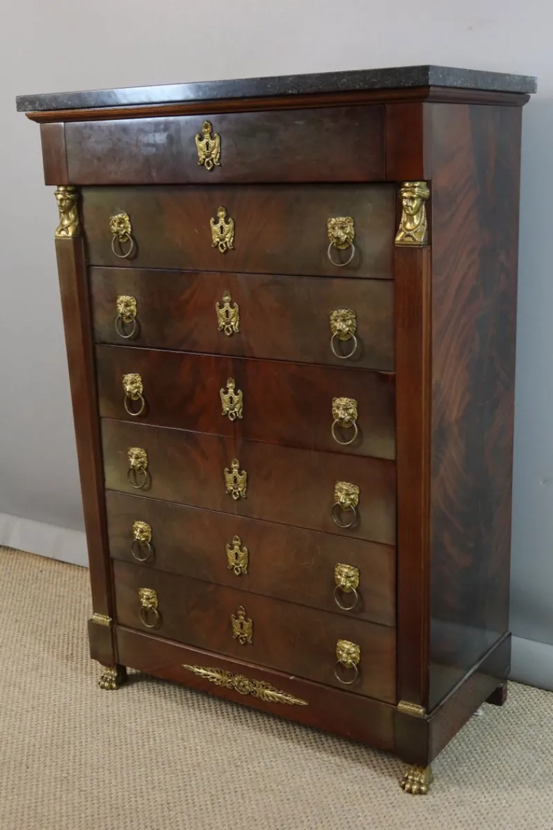 Clearance Pamono Empire Style Mahogany Chest of Drawers, 1980s