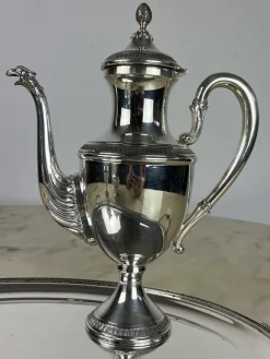 Pamono Empire Style Silver Tea or Coffee Service, Italy, 1980s, Set of 5><noscript><img width=