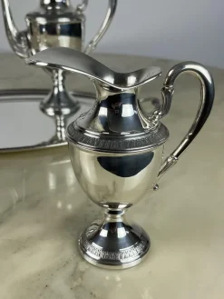 Pamono Empire Style Silver Tea or Coffee Service, Italy, 1980s, Set of 5><noscript><img width=