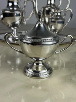 Pamono Empire Style Silver Tea or Coffee Service, Italy, 1980s, Set of 5><noscript><img width=