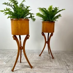 Pamono Empire Style Swan-Neck Circular Fruitwood Jardinières, Set of 2><noscript><img width=