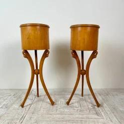 Pamono Empire Style Swan-Neck Circular Fruitwood Jardinières, Set of 2><noscript><img width=