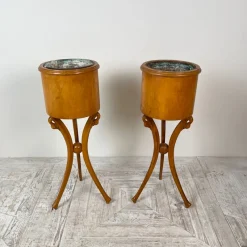 Pamono Empire Style Swan-Neck Circular Fruitwood Jardinières, Set of 2><noscript><img width=