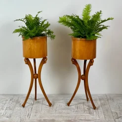 Pamono Empire Style Swan-Neck Circular Fruitwood Jardinières, Set of 2><noscript><img width=