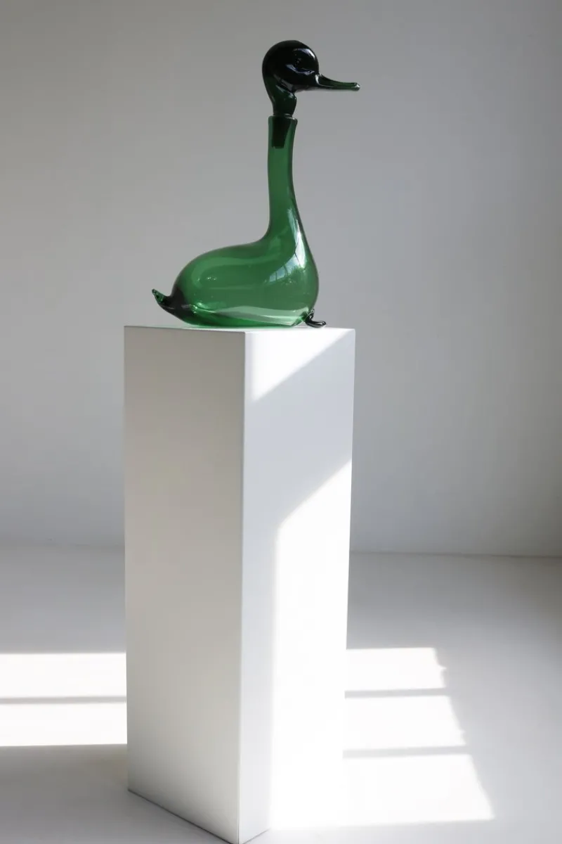 Pamono Empoli Green Glass Duck Decanter attributed to Toso Bagnoli for Gio Ponti / Taddei, 1960s> Bottles, Carafes & Jugs