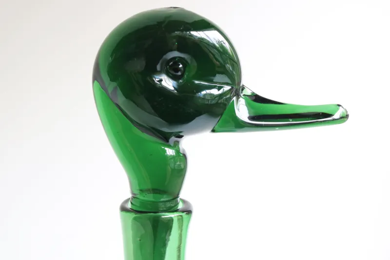 Pamono Empoli Green Glass Duck Decanter attributed to Toso Bagnoli for Gio Ponti / Taddei, 1960s> Bottles, Carafes & Jugs