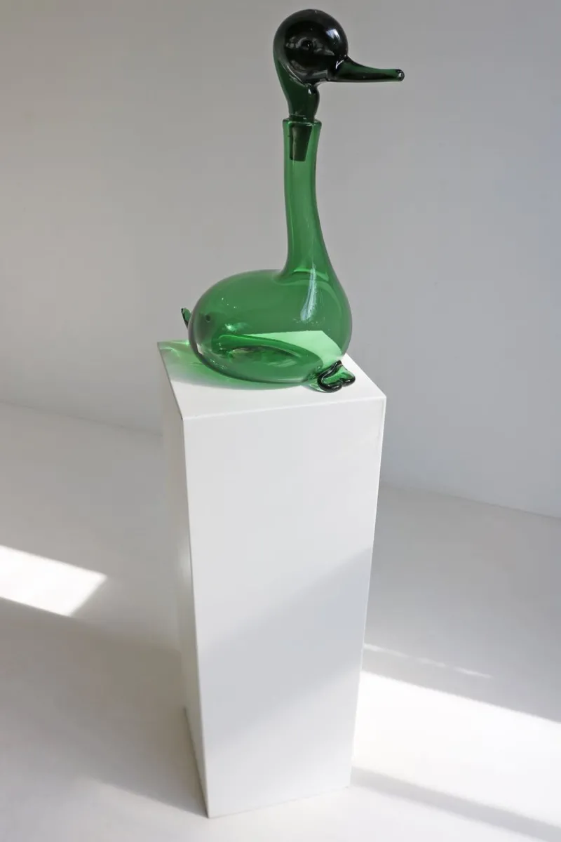 Pamono Empoli Green Glass Duck Decanter attributed to Toso Bagnoli for Gio Ponti / Taddei, 1960s> Bottles, Carafes & Jugs